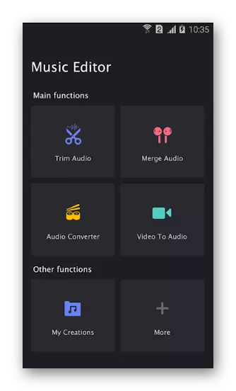 Interfața programului Editor Music pe Android