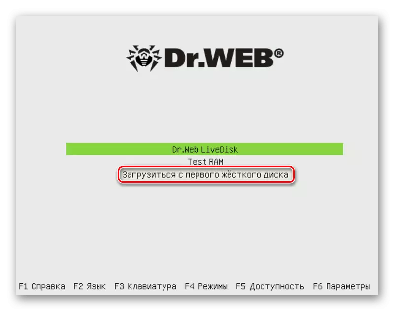 Laden van het besturingssysteem door middel Dr.Web LiveDisk