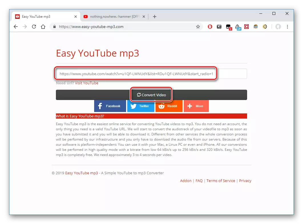 Videó beszúrása és konvertálása az Easy YouTube mp3-en