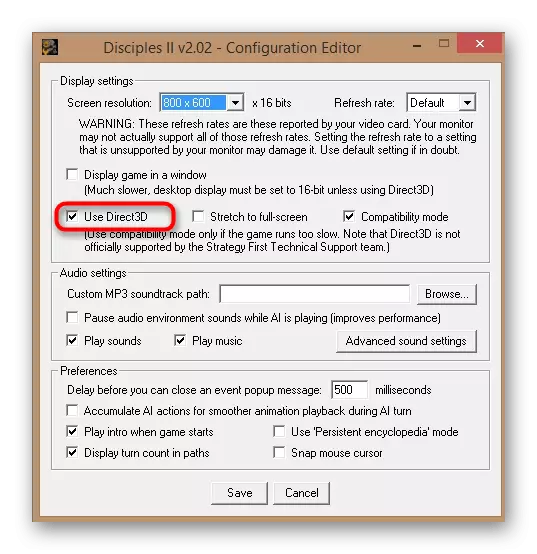 Ενεργοποίηση της λειτουργίας D3D μέσω της εφαρμογής για να διαμορφώσετε τους δίσκους II στα Windows 10