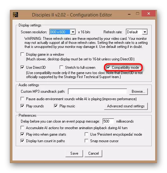 Skakel verenigbaarheid af deur die Dissipels II opset aansoek in Windows 10