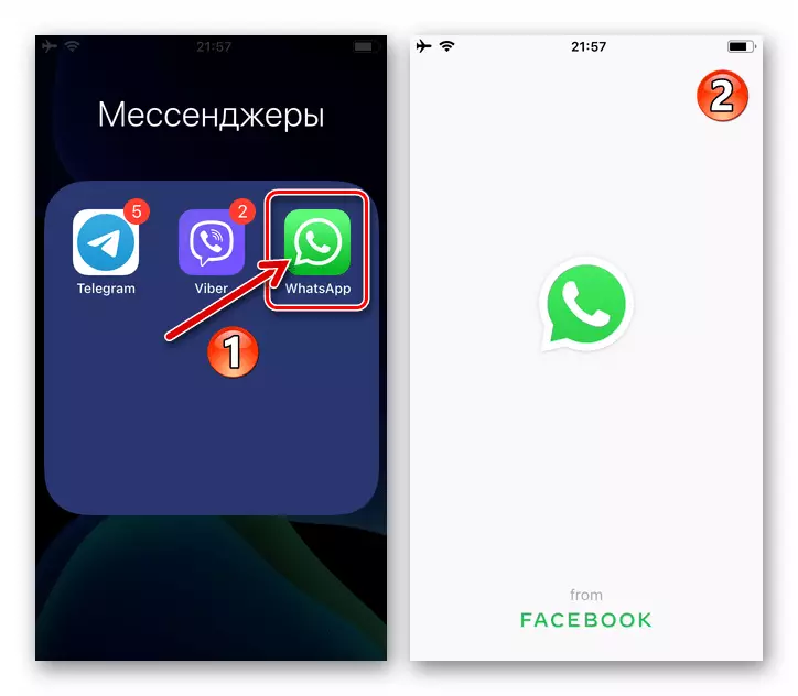 Whatsapp cho iPhone mở Messenger