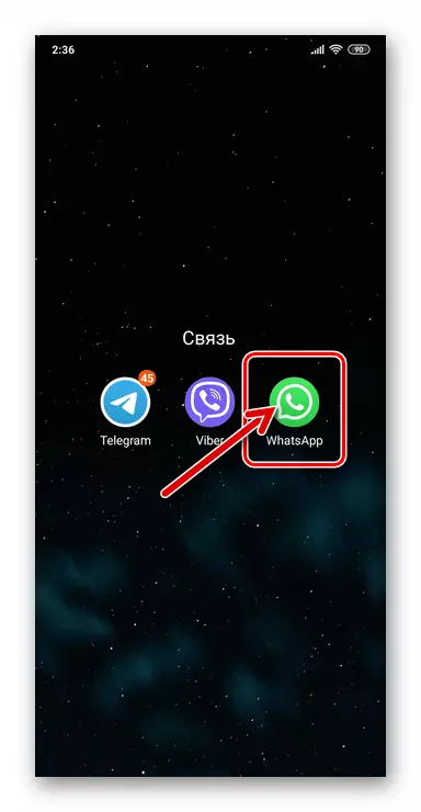 WhatsApp për Android Drejtimin e Programit të Messenger në smartphone