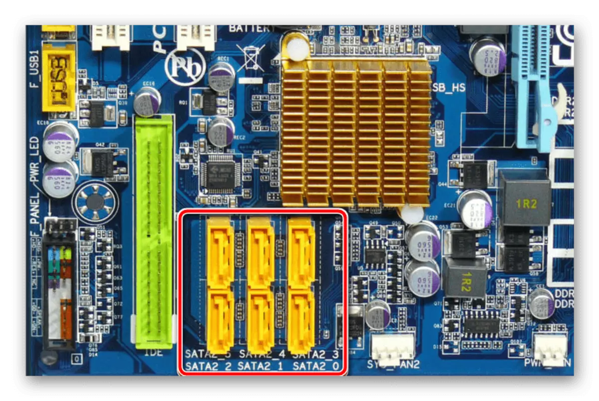 Several connectors for connecting SATA inside the motherboard