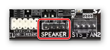 Konektor kapisah kanggo speaker ing motherboard
