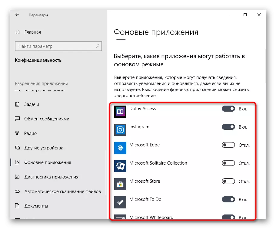 Mareuman aplikasi latar khusus ngalangkungan menu parameter dina Windows 10