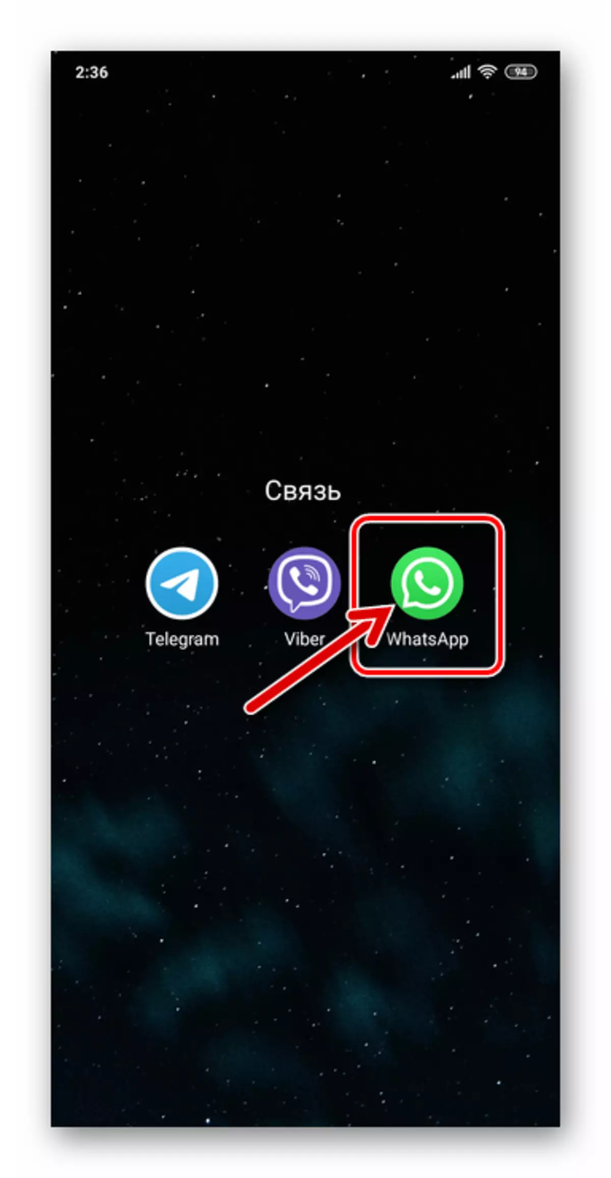 WhatsApp voor Android die de boodschapper runt om naar de chat te gaan met de gebruiker die door video wordt genoemd