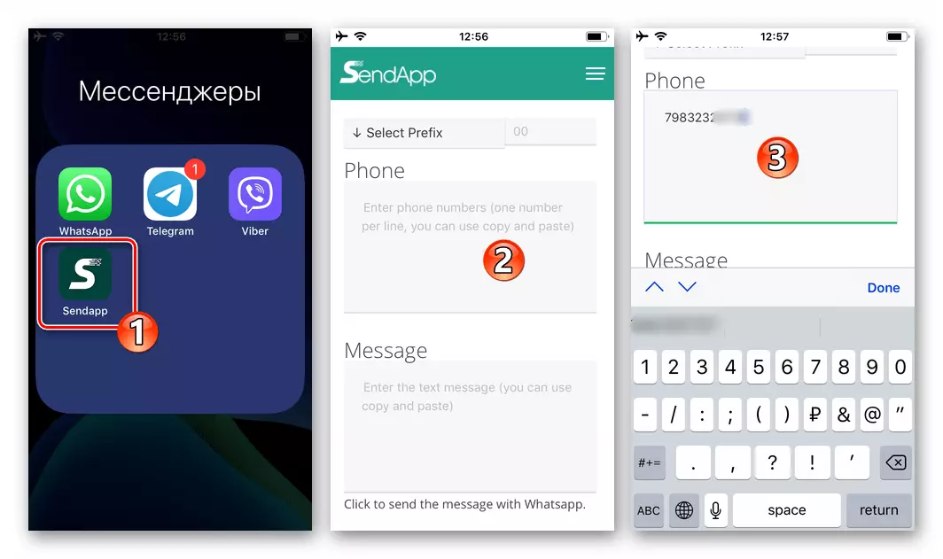 IPhone үчүн WhatsApp үчүн SendEPP программасын баштапкы колдонуучу телефон номерин киргизүү