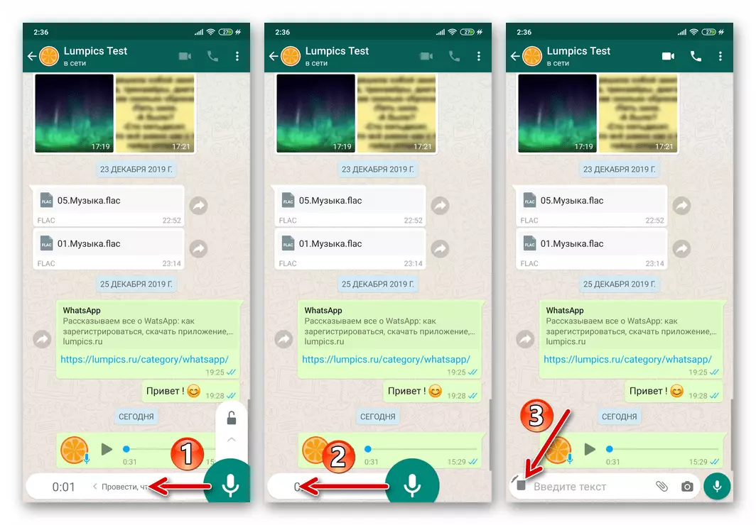 Whatsapp cho Android Hủy Sáng tạo và gửi tin nhắn thoại trong quy trình ghi âm