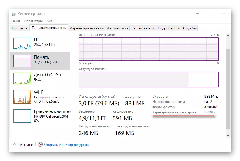 Data på maskinvare minne reservasjon i Windows 10