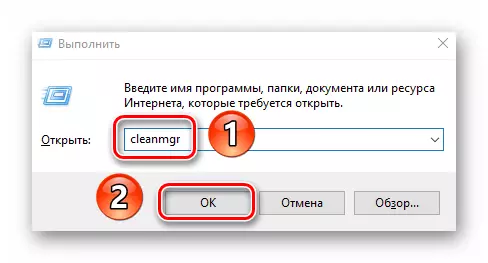 Zadanie príkazu CleanMgr v okne Snap na spustenie systému Windows 10