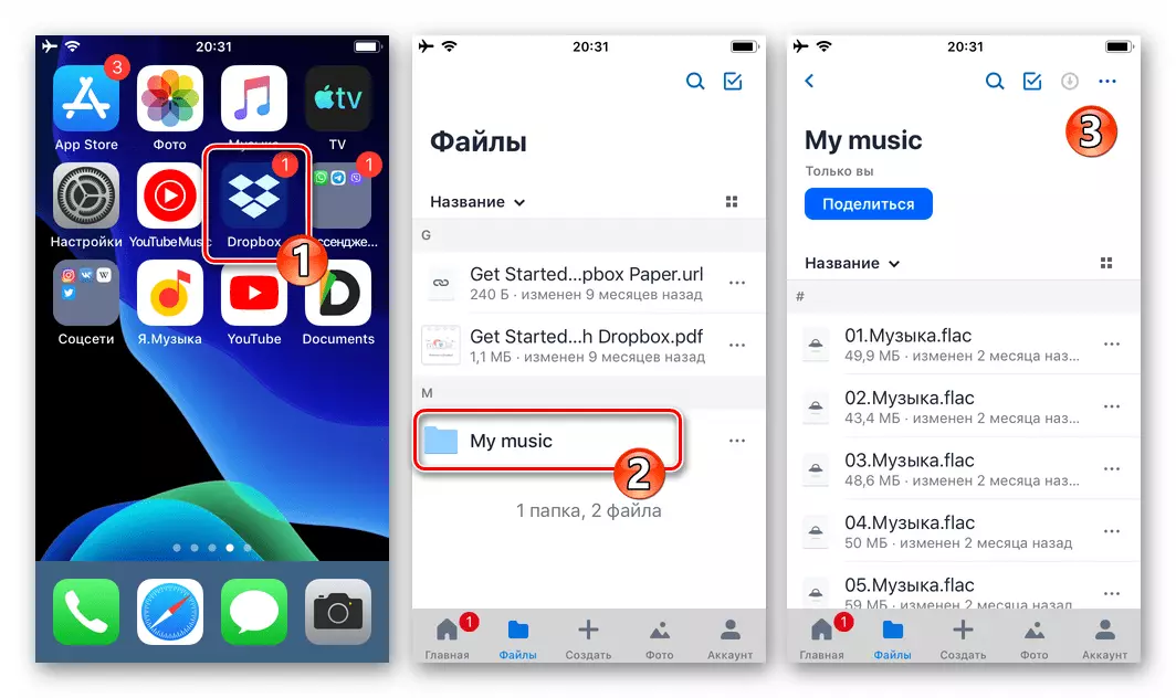 WhatsApp för iOS - Dropbox Övergång till mappen med musik budbäraren