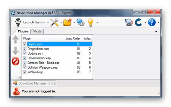Menu programy pre inštaláciu MODS Skyrim Nexus Mod Manager