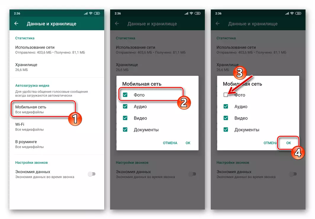 WhatsApp para sa Android - Huwag paganahin ang startup na larawan sa pamamagitan ng mobile network sa mga setting ng application
