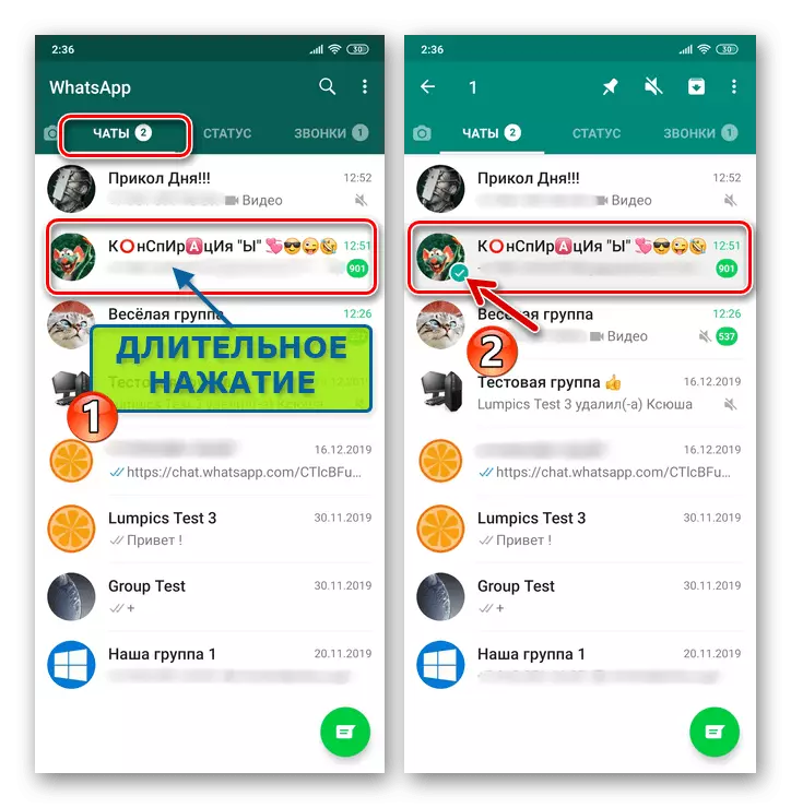 WhatsApp til Android-tildeling af gruppehovedet på fanen Messenger Chats
