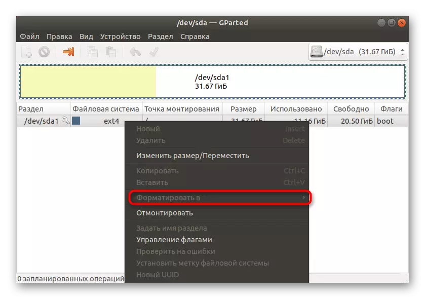 Linux'daki GPARTED yardımcı programı aracılığıyla disk biçimlendirme