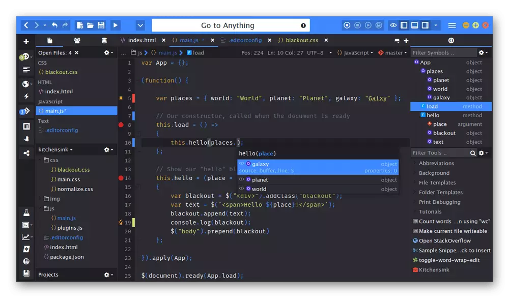 Utilisation de l'environnement de développement de Komodo pour la rédaction de code