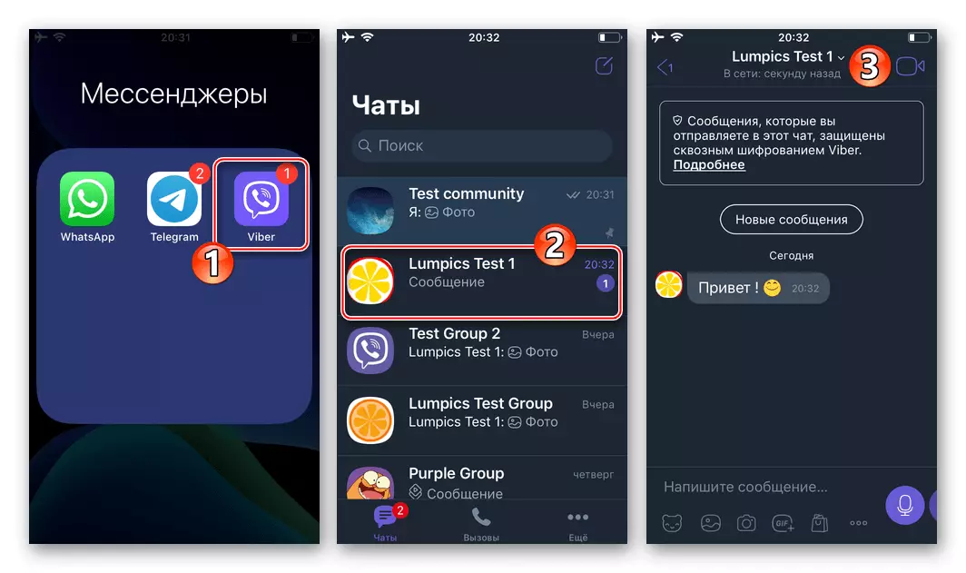 Viber pou pwogram iOS lanse, tranzisyon nan dyalòg