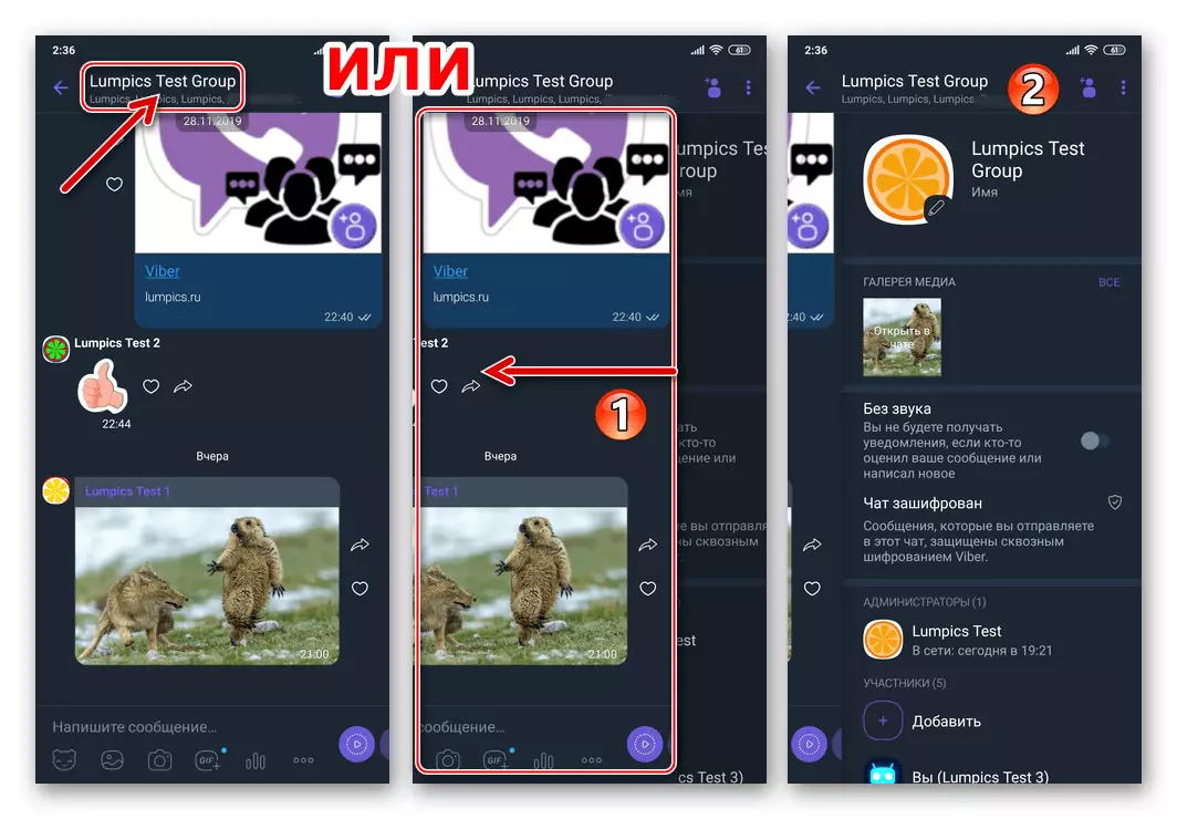 Viber pour chat de groupe Android - Informations sur le panneau d'appel