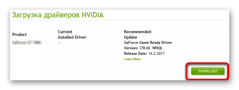Download driver sing dipilih kanggo GForce GTX 1050 liwat layanan resmi