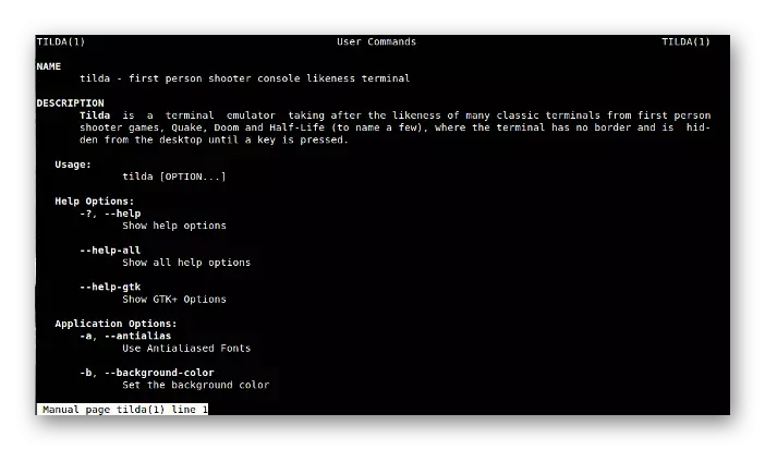 Paggamit sa Tilda ingon usa ka terminal emulator alang sa Linux