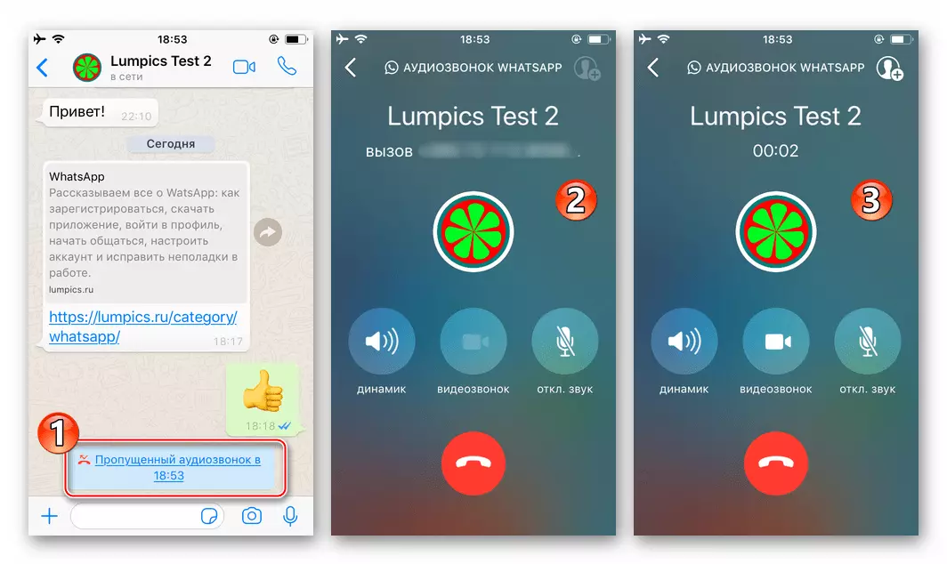 WhatsApp für iPhone-Rückruf von dem Chat-Tap auf die Benachrichtigung über den verpassten Audioanruf