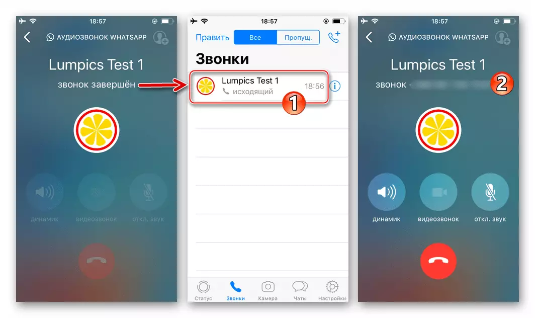 WhatsApp iPhone audioiles abonentui nuo skambučių žurnalo