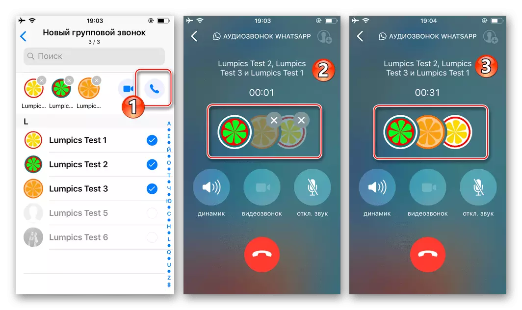 Whatsapp til iPhone, der begynder på et Group Audio Call Call