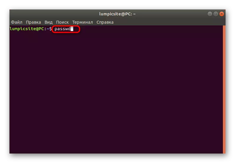 Immettere il comando per modificare la password in Linux