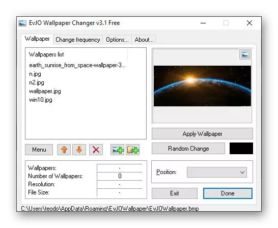 Configurar Fondos de pantalla en directo para Windows 10 Desktop a través de Evjo Wallpaper Changer