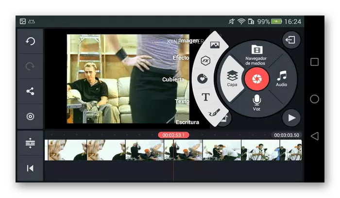 KINEMASS အစီအစဉ်ကိုအသုံးပြုပြီး Android ရှိ Android ရှိဗီဒီယိုတည်းဖြတ်ခြင်း