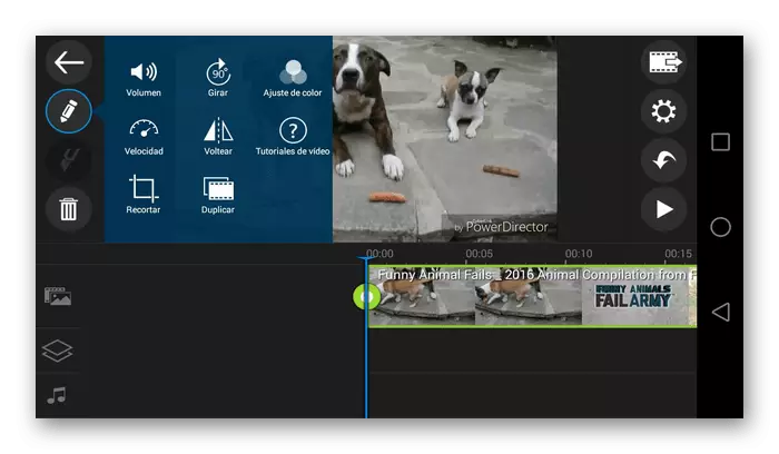 Ngedit video ing Android nggunakake program powerdirector