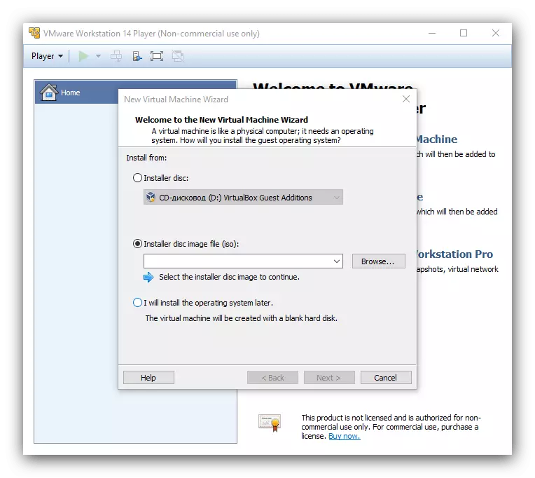 Prozor Dodajte novi MacOS emulator stroj za Windows 10 VMware Workstation Player