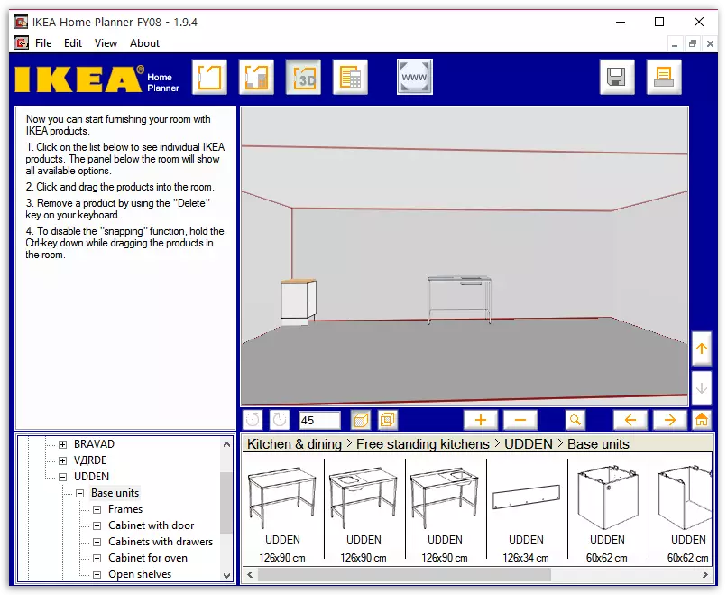 3D ogled v načrtovalcu doma IKEA