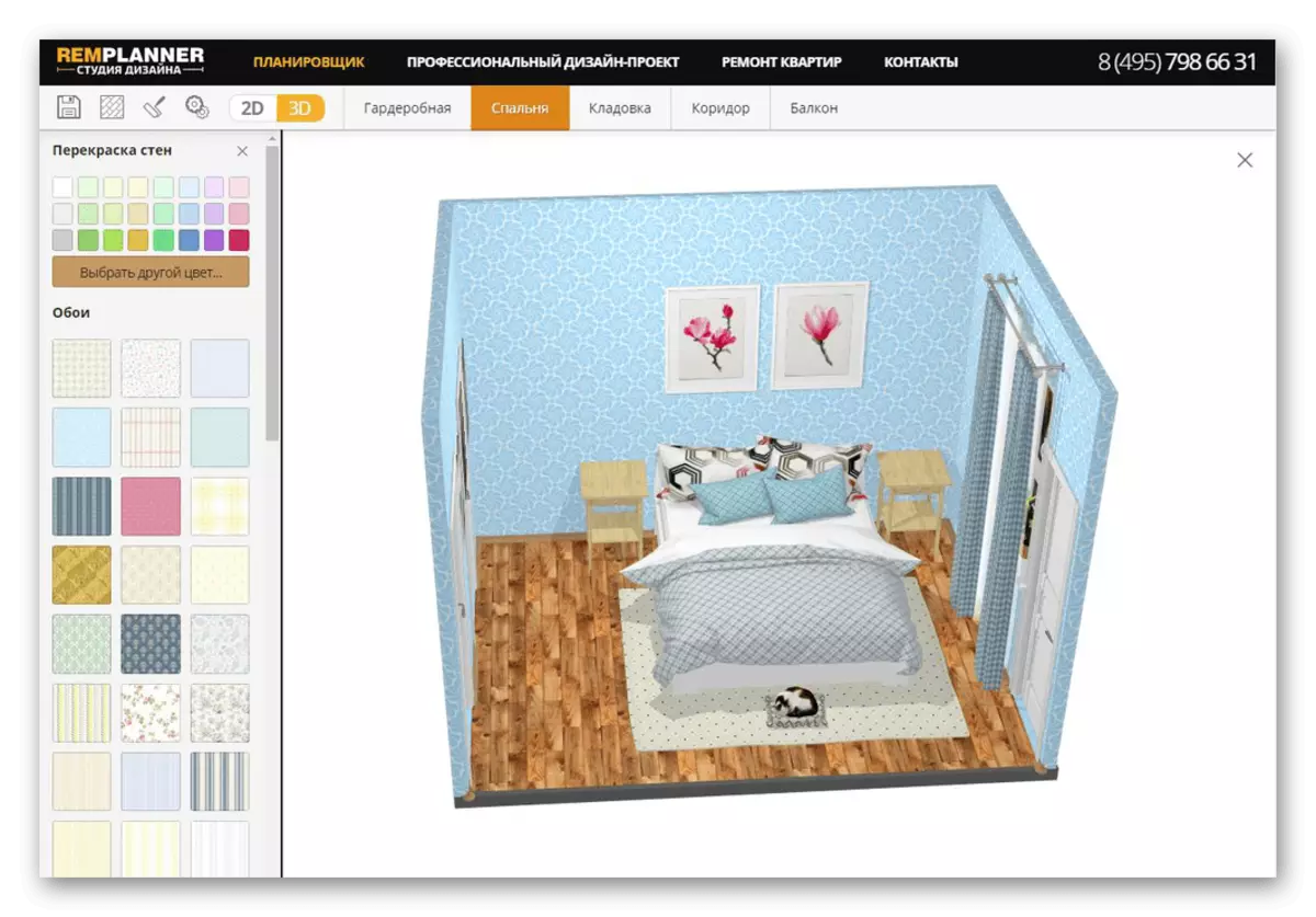 Dreidimensionale Schlafzimmerdesign auf Remplaner