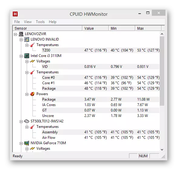 Провера температуре рачунара путем програма ХВМонитор