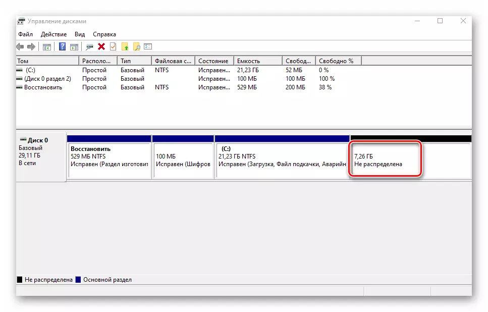 Tom fjerning resulterer i Windows 10 Disk Management Utility
