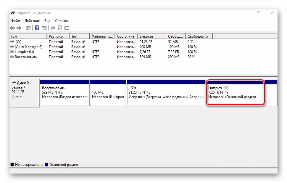 Das Ergebnis, um ein neues Volume im Windows 10-Disk-Management-Dienstprogramm zu erstellen
