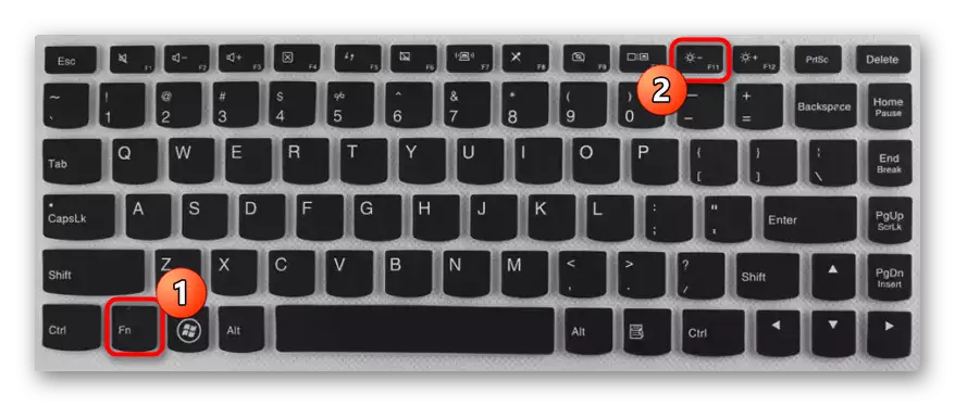 Бо истифода аз тугмаҳои функсияи клавиатура барои тағир додани равшании экран дар ноутбук