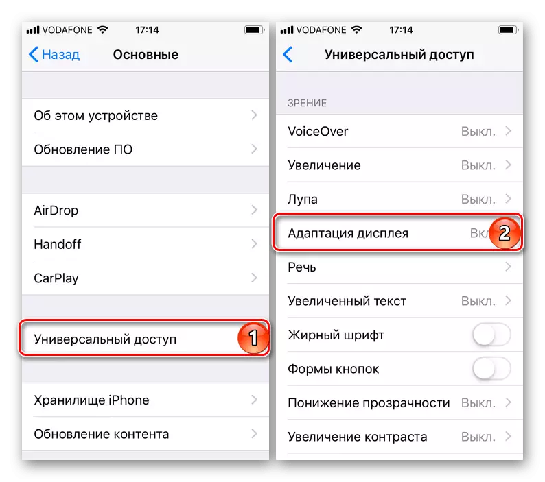 Universal Access Settings - Vis Adaption på iPhone