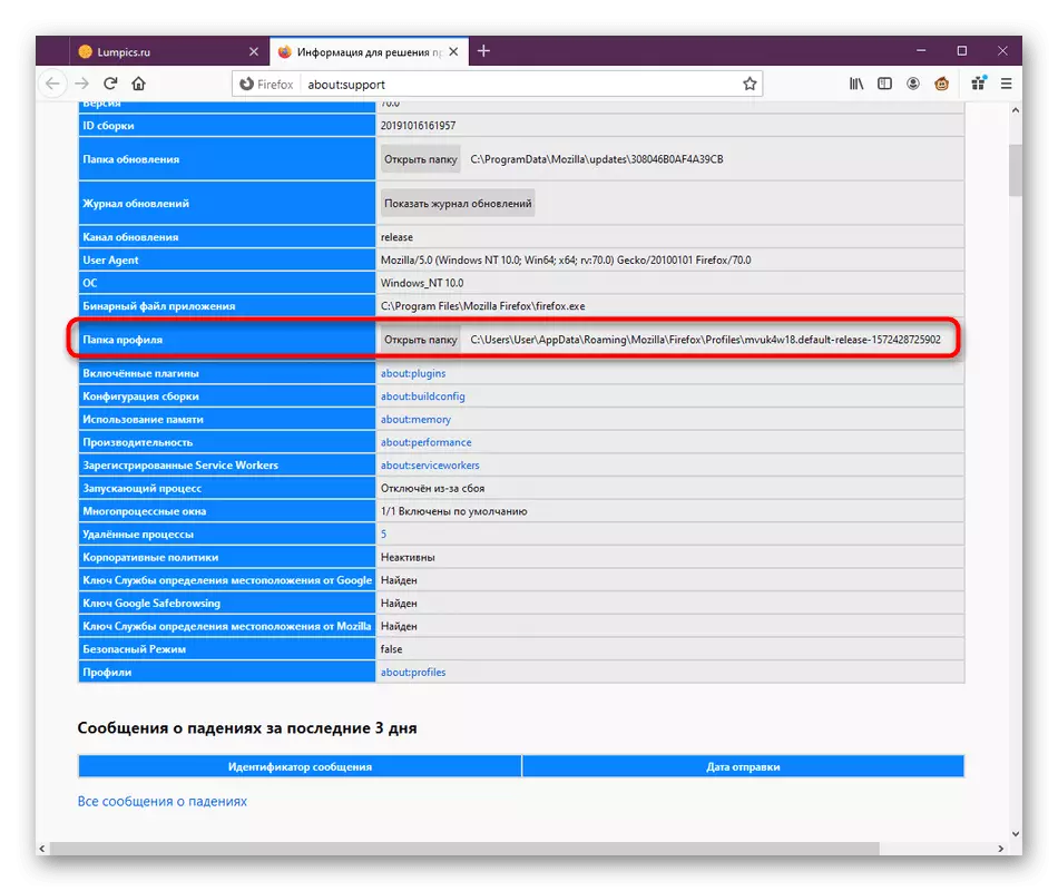 Re-tranzisyon nan folder nan itilizatè Mozilla Firefox navigatè