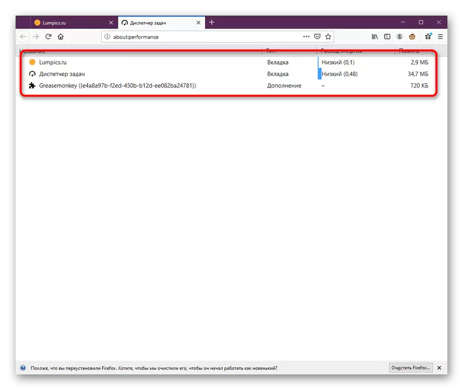 Melacak RAM Mozilla Firefox melalui Built-in Task Manager