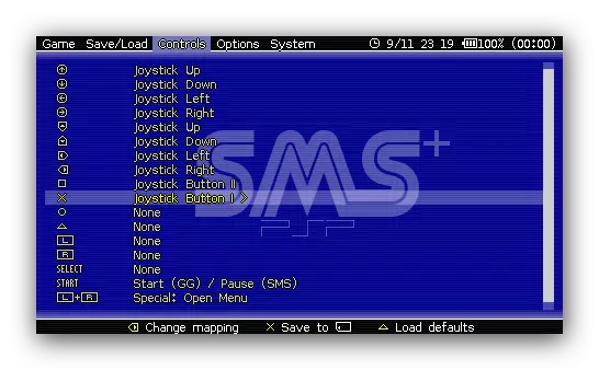 SMS Plus PSP Emulator Application Application for PlayStation Portable