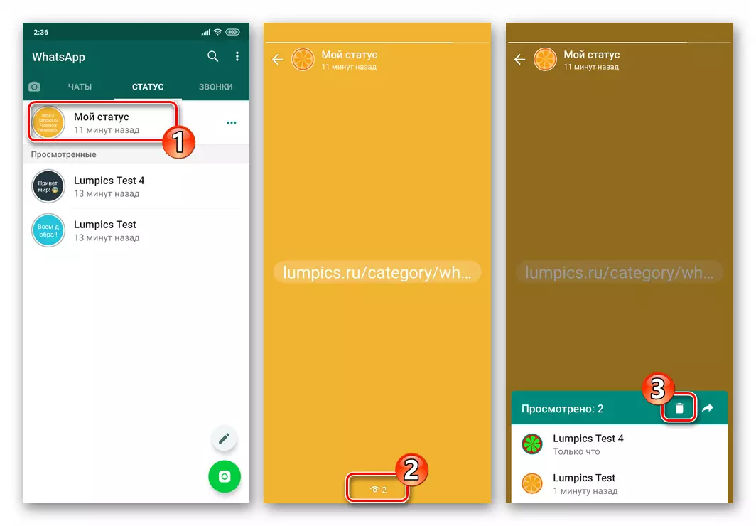 WhatsApp עבור אנדרואיד מחיקת מצב מתוך תצוגת המסך