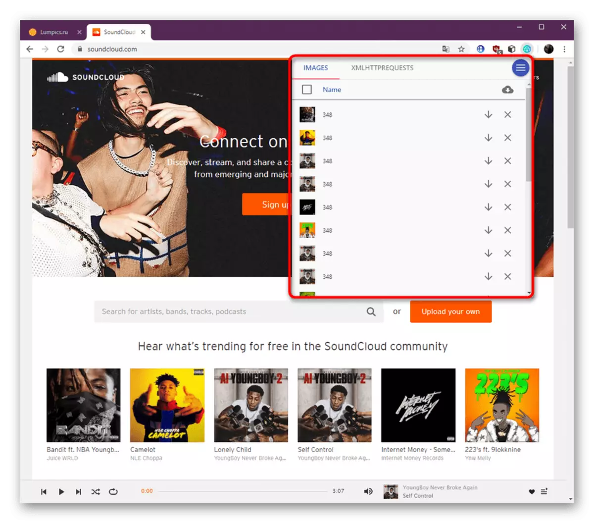 Gamit ang extension ng Universal Downloader upang mag-download ng musika sa Google Chrome