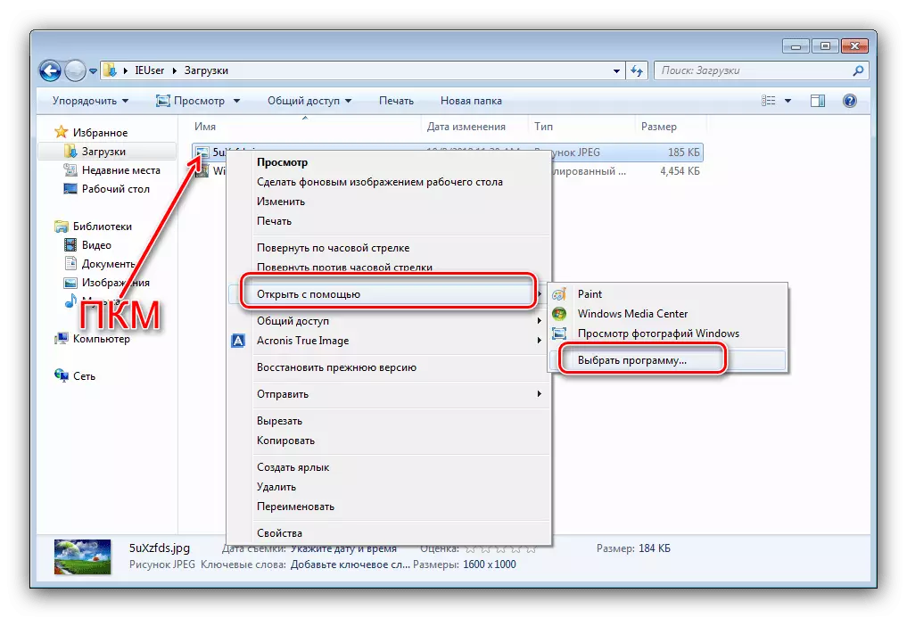 Otvorte Zmeny priradenia súborov v kontextovom menu systému Windows 7