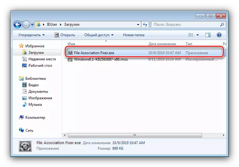 Åpne File Association Fixer for å endre filforeninger i Windows 7