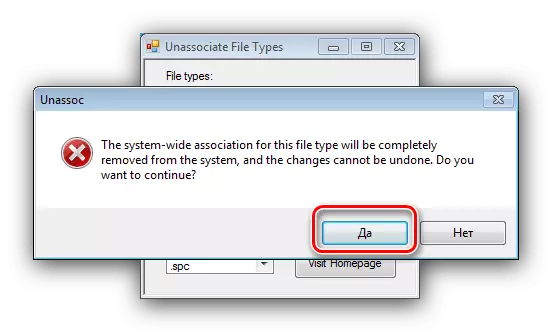 Avvertenza per rimuovere tutte le associazioni di file tramite lassoc in Windows 7