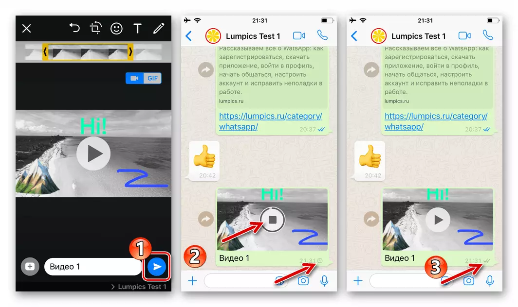 Whatsapp iOS-prosessille lähettämällä videota puristuksella Messengerin kautta