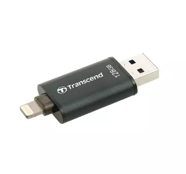 Contoh USB flash drive dengan konektor OTG bawaan untuk smartphone